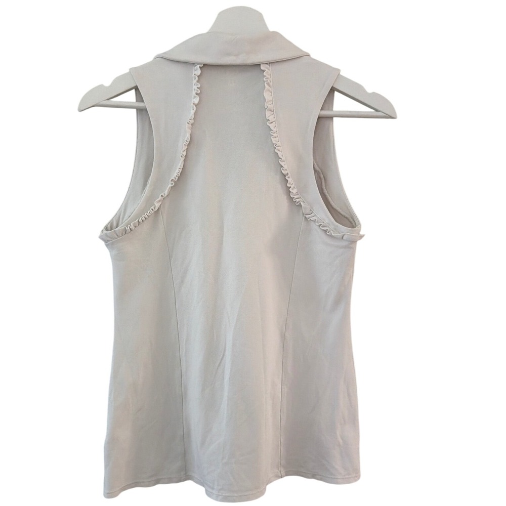 Lilly Pulitzer Luxletic Martina Polo Top Resort White UPF 50+Ruffle Sleeveless S - Picture 5 of 10